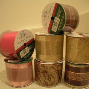 Wire Edged Ribbon To Decorate Tree/Crafts/ Projects/Gift Wrap/Scrapbook Lot of 7